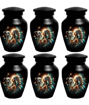 Western Native American Urn For Women Ashes - Unique Horse Mini Urns For Female