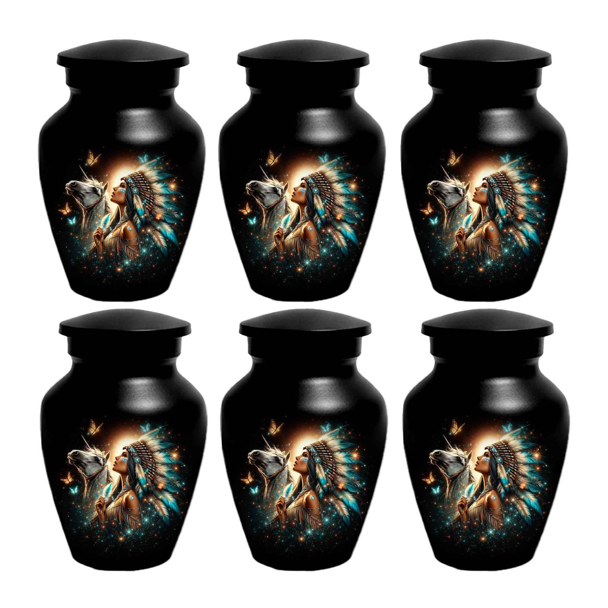 Western Native American Urn For Women Ashes - Unique Horse Mini Urns For Female