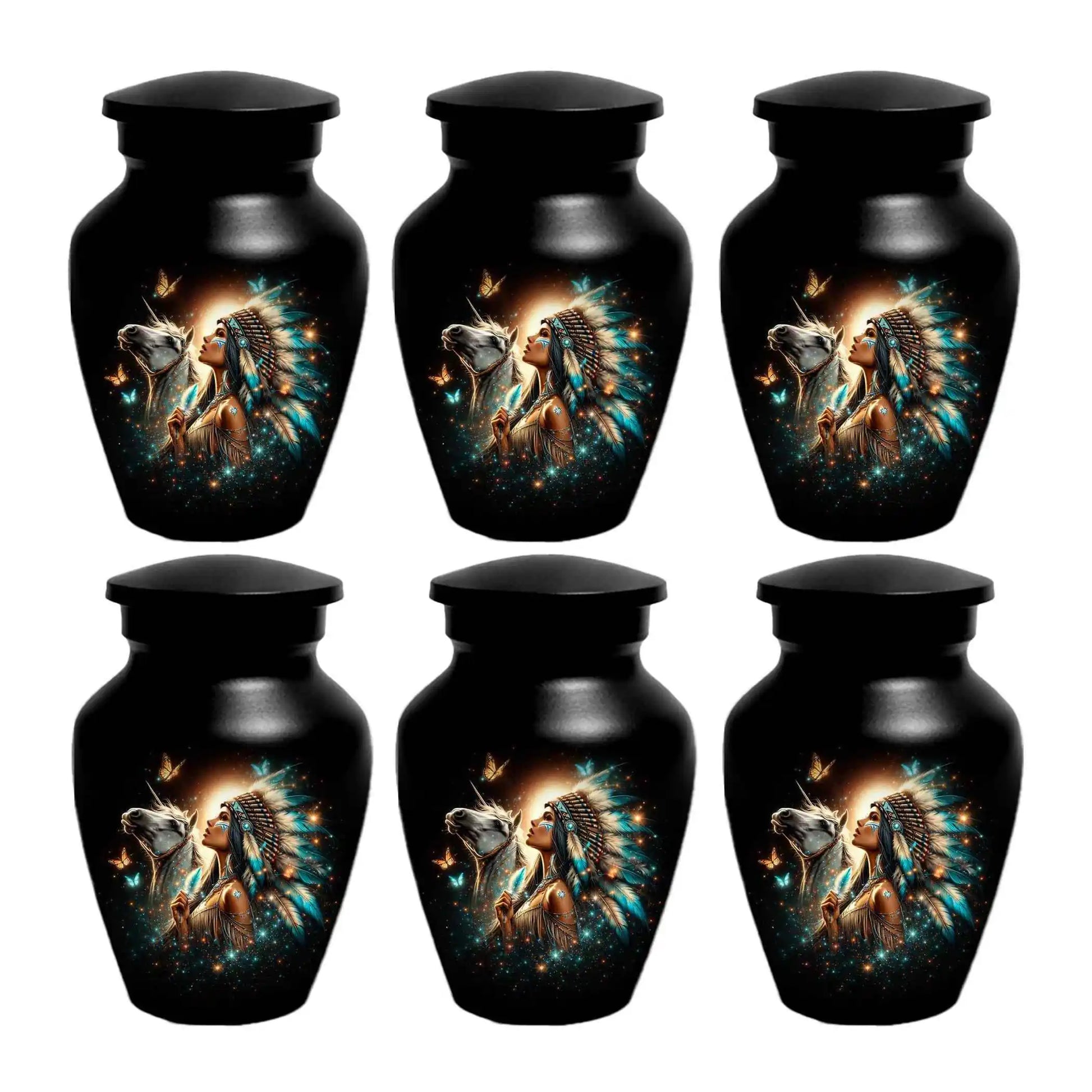 Western Native American Urn For Women Ashes - Unique Horse Mini Urns For Female