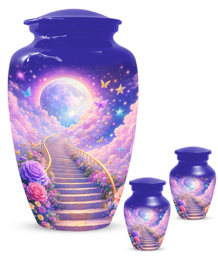 Floral Stairway Heaven Urn For Human Ashes - Moonlit Urns For Cremation, Funeral
