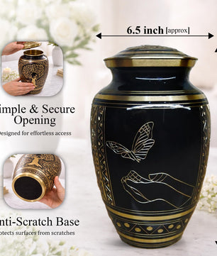 Brass Urns for Human Ashes Adult Male, (Multiple Themes, Brass Urn for Ashes, Variation 03)