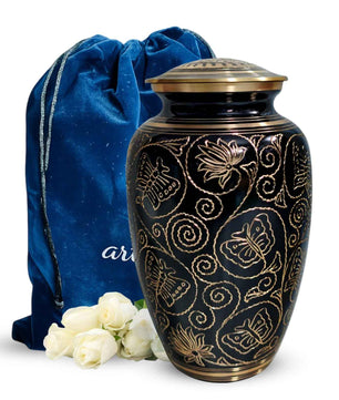 Brass Urns for Human Ashes Adult Male, (Multiple Themes, Brass Urn for Ashes, Variation 03)