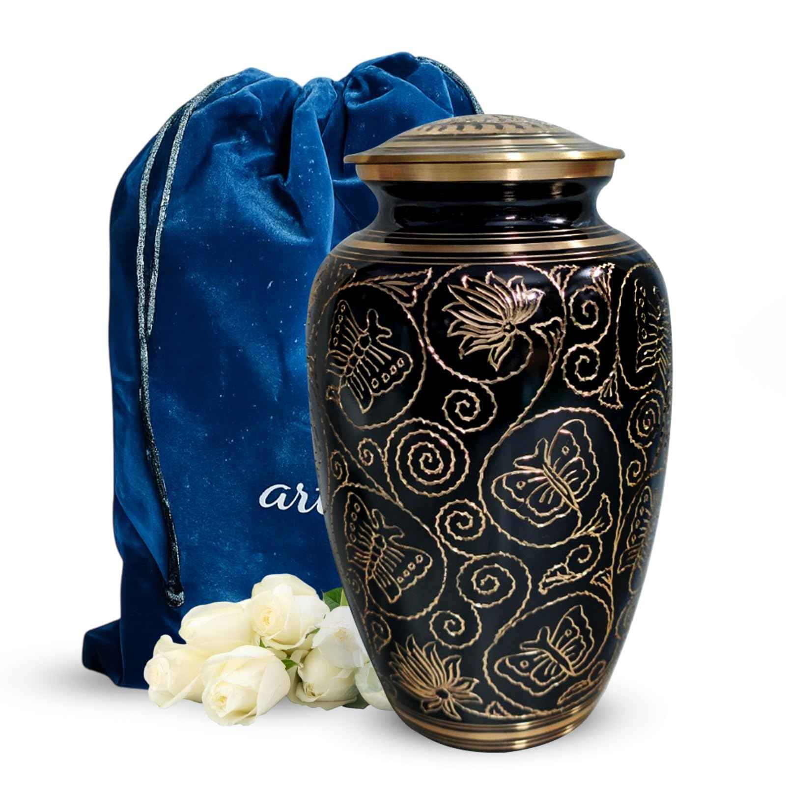 Brass Urns for Human Ashes Adult Male, (Multiple Themes, Brass Urn for Ashes, Variation 03)