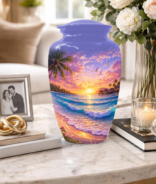 Beach Scene Urn - Ocean Wave Memorial Urns For Human Ashes
