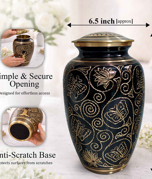 Brass Urns for Human Ashes Adult Male, (Multiple Themes, Brass Urn for Ashes, Variation 03)