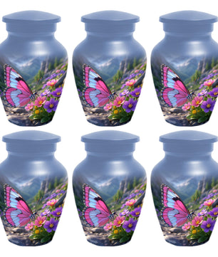 Pink Butterfly Urn For Mom Ashes - Memorial Keepsake Mini Urns For Female