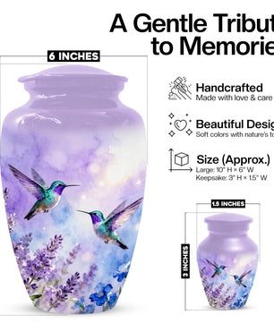 Green Hummingbird Urns For Female Ashes | Purple Humming Bird Urn For Mom