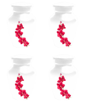 Red Orchid Urn For Ashes - Small Cremation Urns For Men & Women