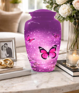 Pink Butterfly Urn For Women Ashes - Personalized Mini Urns For Adult Female