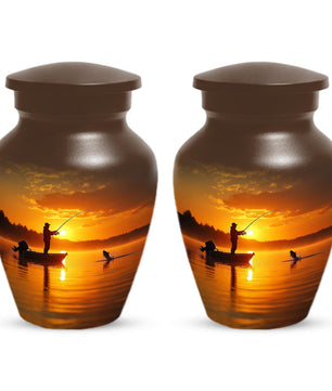 Gone Fishing Sunset Urn for Dad | Fisherman Cremation Urns For Adult Male Ashes