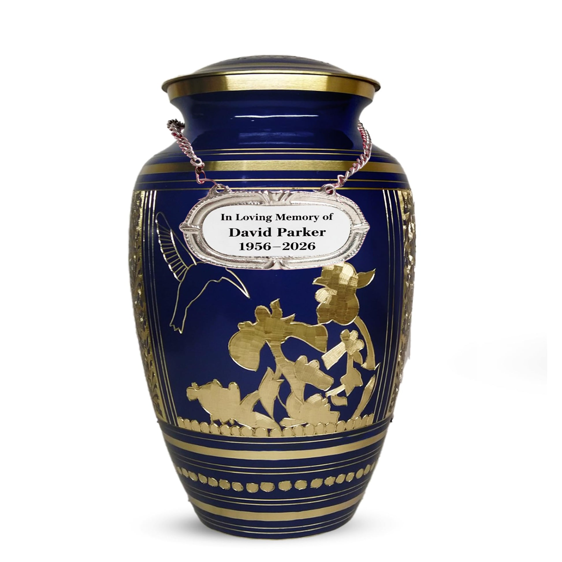 Brass Urns for Human Ashes Adult Male, (Multiple Themes, Brass Urn for Ashes, Variation 03)