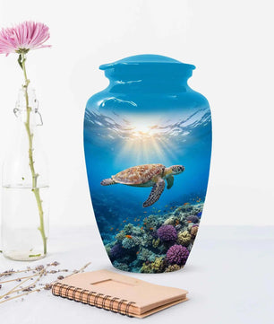 Personalized Sea Turtle Urn for Ashes, Ocean Cremation Urns For Men & Women