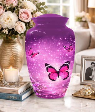 Pink Butterfly Urn For Women Ashes - Personalized Mini Urns For Adult Female