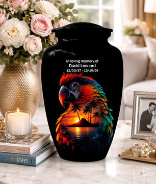 Parrot Urn For Human Ashes - Forest Artistic Urns For Adult Male and Female