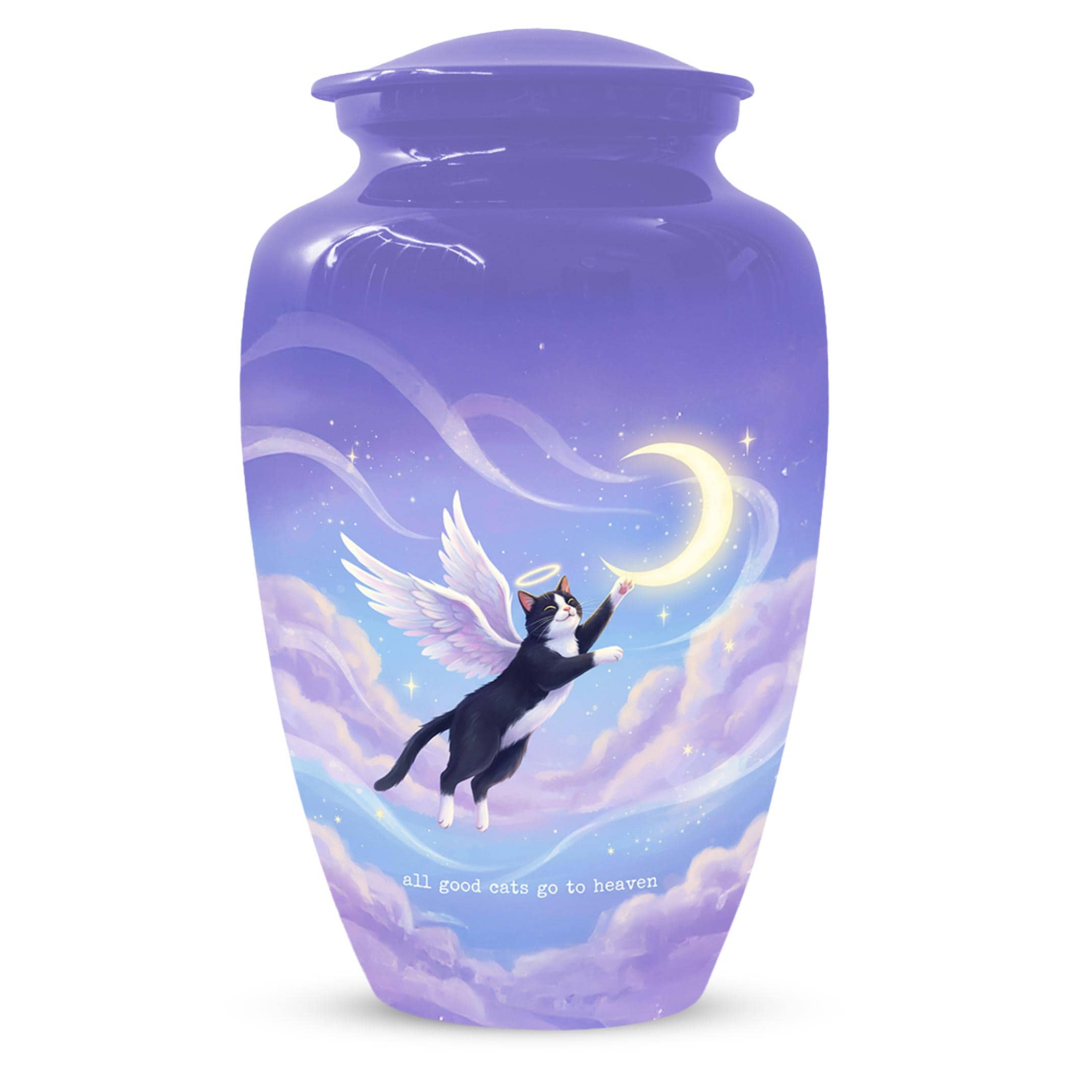 Black Cat Keepsake Kitty Urns - Purple Cremation Urn For Pet Ashes