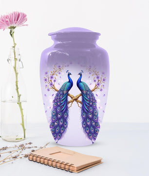Peacock Companion Urn For Human Ashes - Extra Large Couple Urns For Husband and Wife