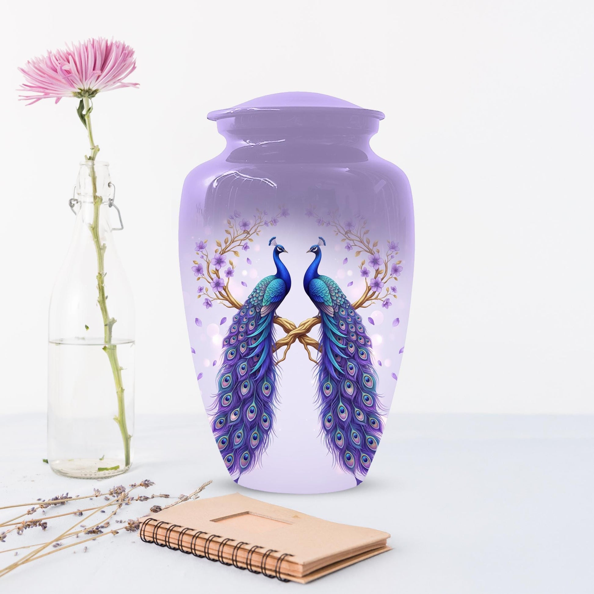 Peacock Companion Urn For Human Ashes - Extra Large Couple Urns For Husband and Wife