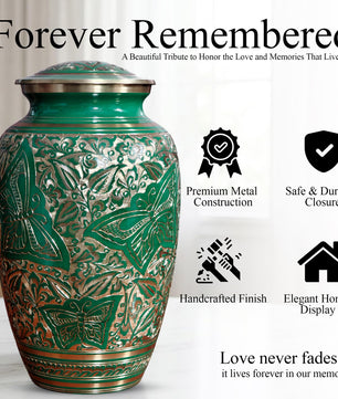 Brass Urns for Human Ashes Adult Male, (Multiple Themes, Brass Urn for Ashes, Variation 03)