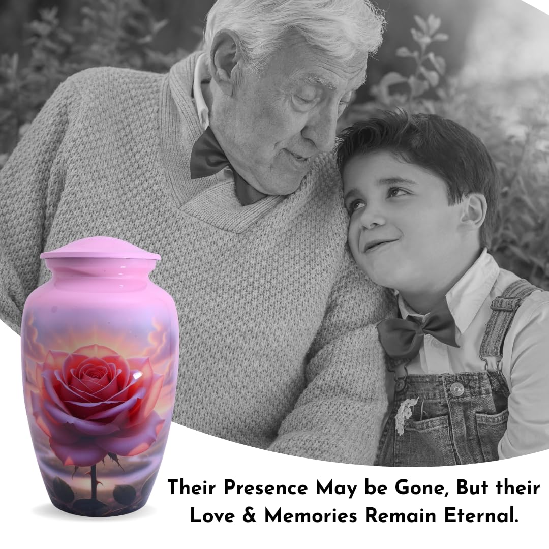 Pink Rose Urns for Human Ashes Adult Female, Rose Flower  Urn for Ashes