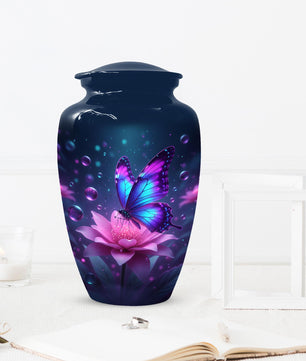 Blue Butterfly Urn For Mom Ashes - Lotus Flower Cremation Urns For Women