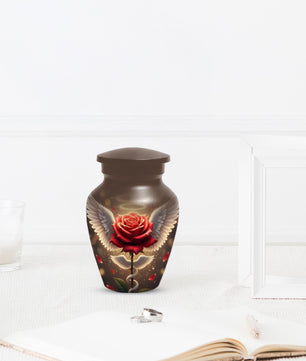 Red Rose Urn For Adult Female | Angel Wings Flower Urns For Human Ashes