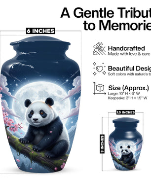 Panda Moonlit Urns For Human Ashes | White Moon Urn For Male and Female