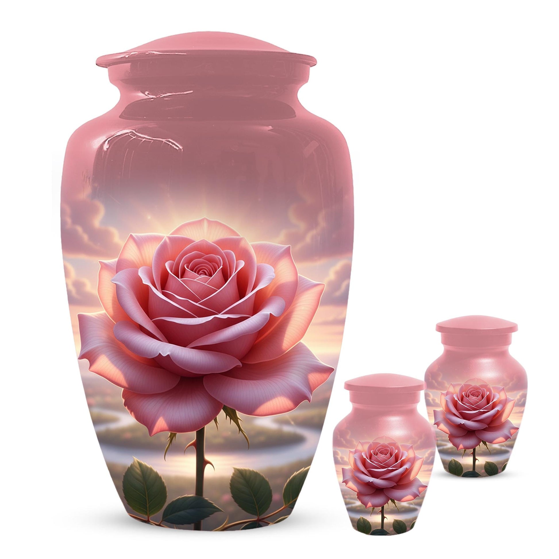 Rose Urn For Ashes Female - Pink Flower Cremation Urns For Women