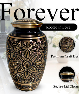 Brass Urns for Human Ashes Adult Male, (Multiple Themes, Brass Urn for Ashes, Variation 03)