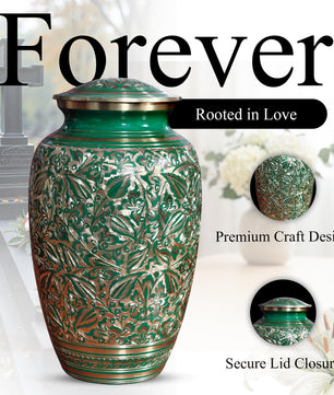 Brass Urns for Human Ashes Adult Male, (Multiple Themes, Brass Urn for Ashes, Variation 03)
