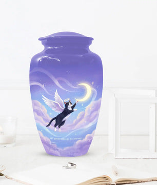 Black Cat Keepsake Kitty Urns - Purple Cremation Urn For Pet Ashes