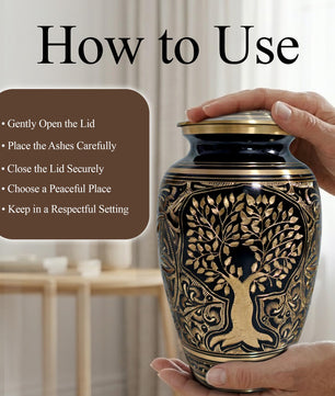 Brass Urns for Human Ashes Adult Male, (Multiple Themes, Brass Urn for Ashes, Variation 03)