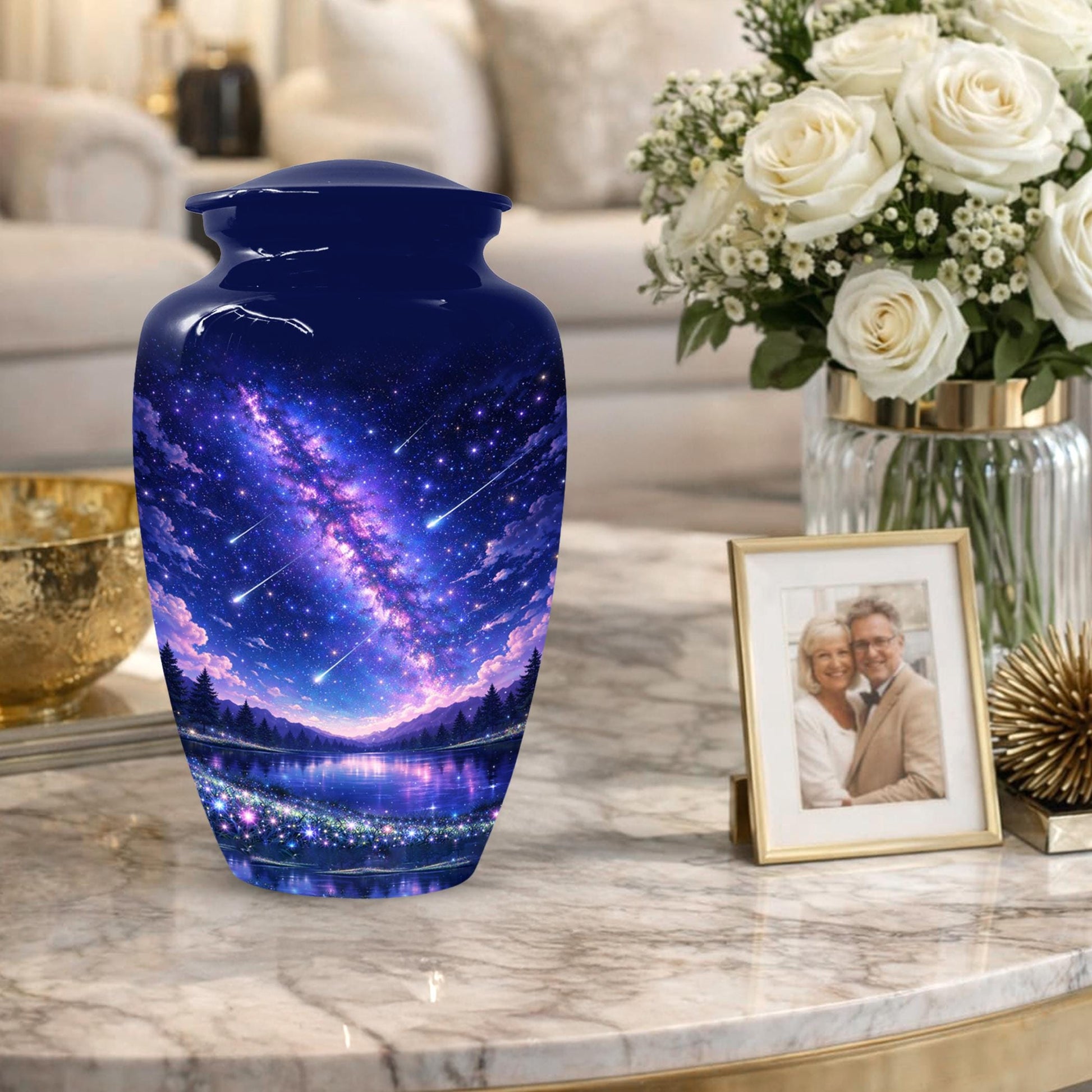 Star Galaxy Urn For Ashes - Decorative Teardrop Urns For Adult Mom and Dad