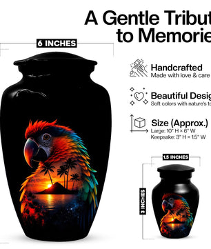 Parrot Urn For Human Ashes - Forest Artistic Urns For Adult Male and Female