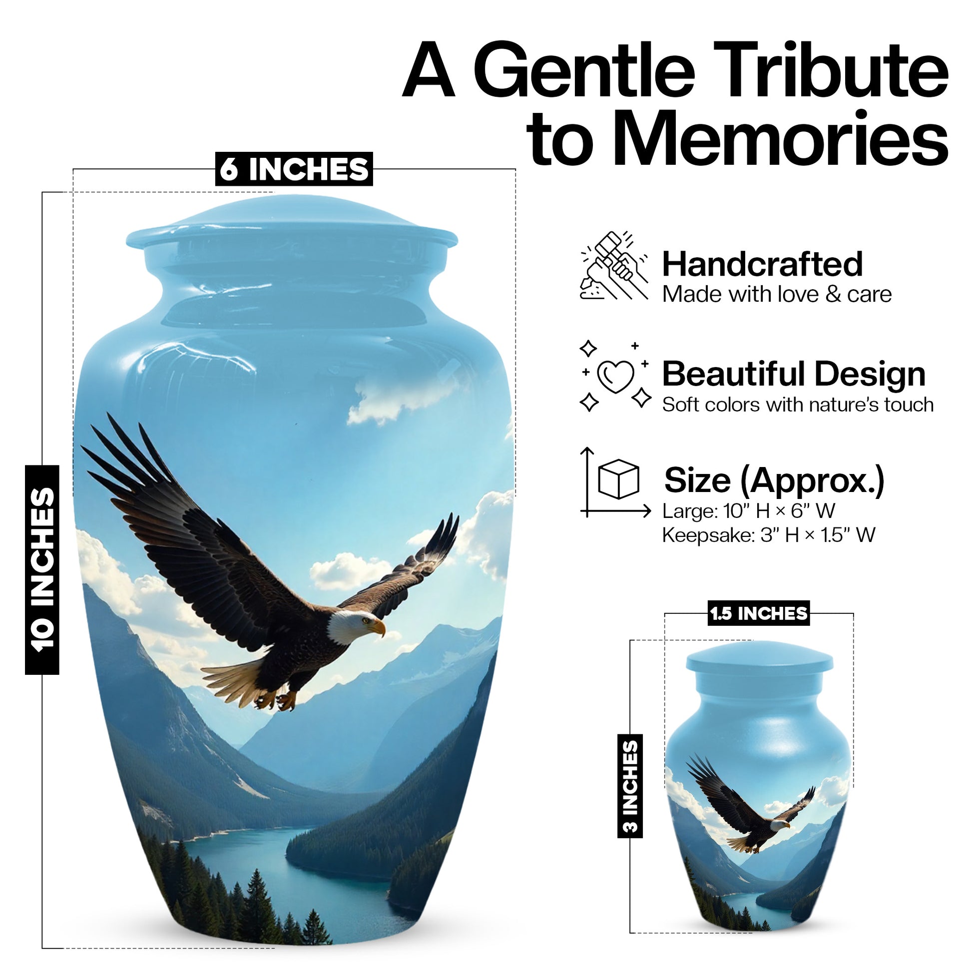 Flying Eagle Urn for Human Ashes | Majestic Eagle Adult Cremation Urn