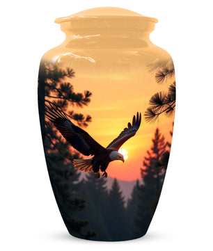 Majestic Eagle Sunset Adult Urn for Human Ashes | Scenic Eagle Adult Cremation Urn Memorial