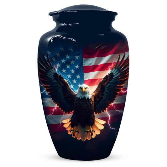 Patriotic Eagle Urn for Human Ashes | American Flag Eagle Adult Cremation Urn Memorial