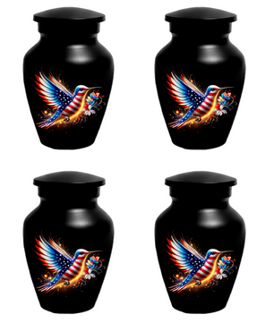 Patriotic Hummingbird Urn for Ashes, American Flag Memorial Urn