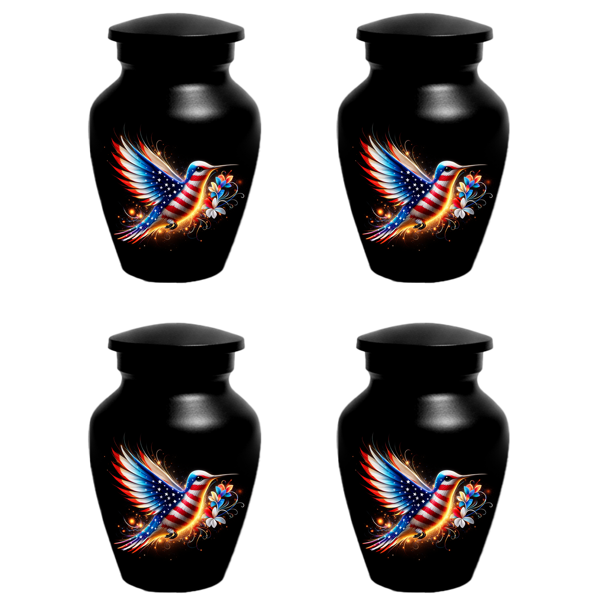 Patriotic Hummingbird Urn for Ashes, American Flag Memorial Urn