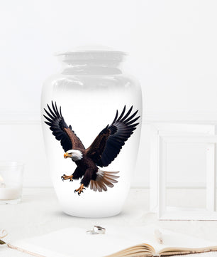 White Eagle Urn for Human Ashes | Elegant White Eagle Adult Cremation Urn Memorial