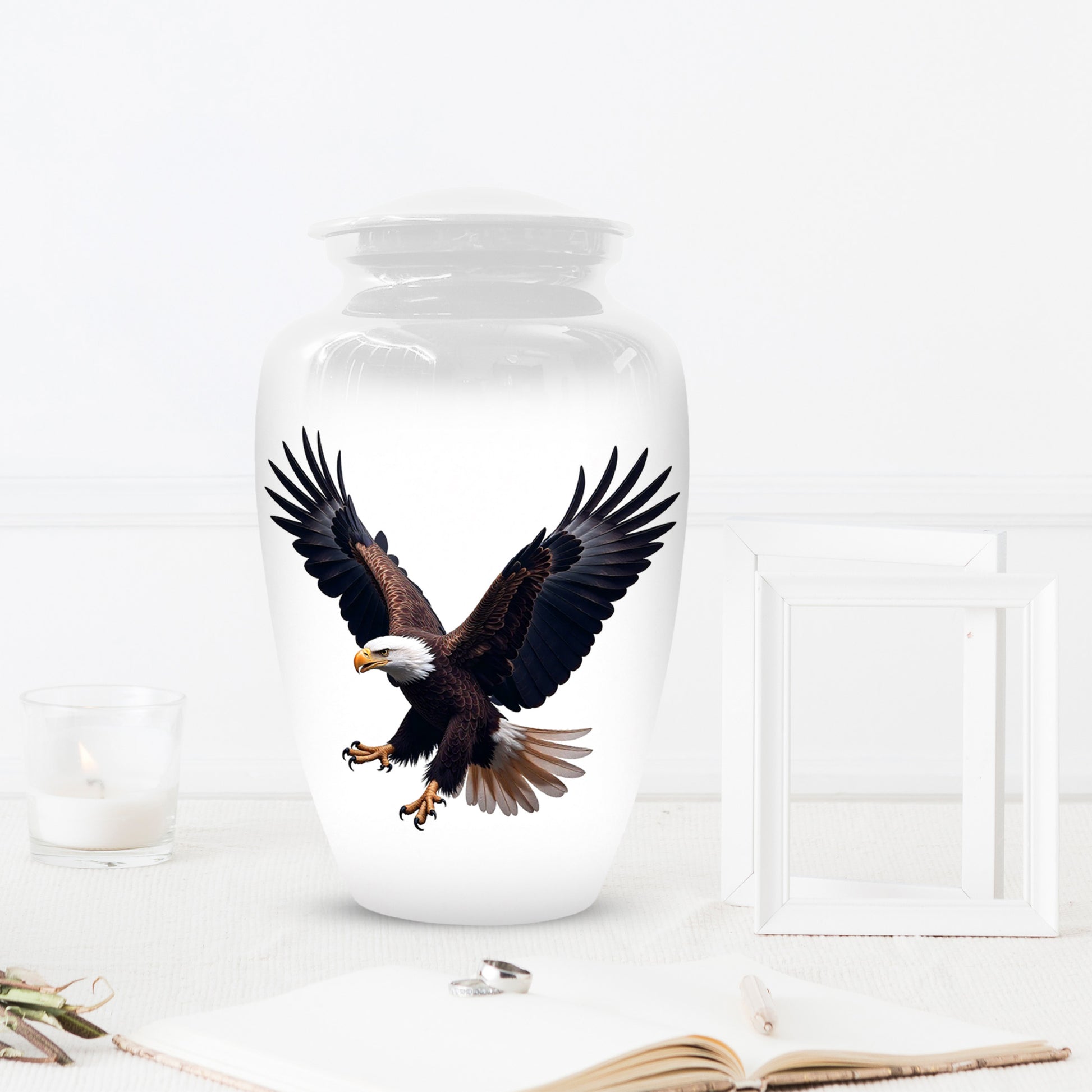 White Eagle Urn for Human Ashes | Elegant White Eagle Adult Cremation Urn Memorial