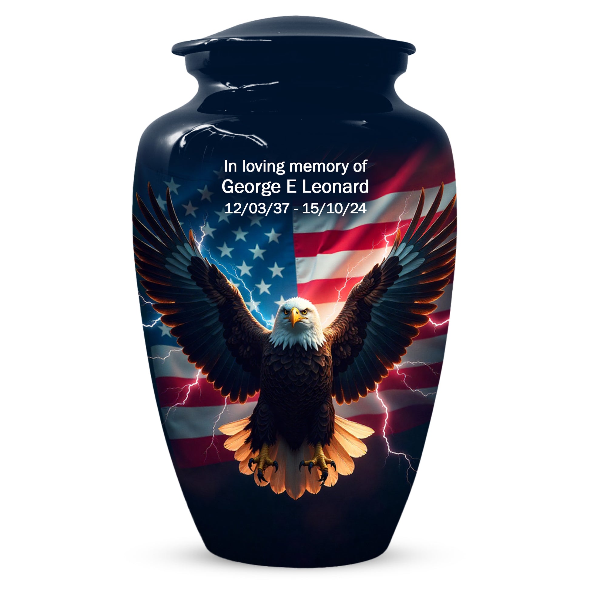 Patriotic Eagle Urn for Human Ashes | American Flag Eagle Adult Cremation Urn Memorial