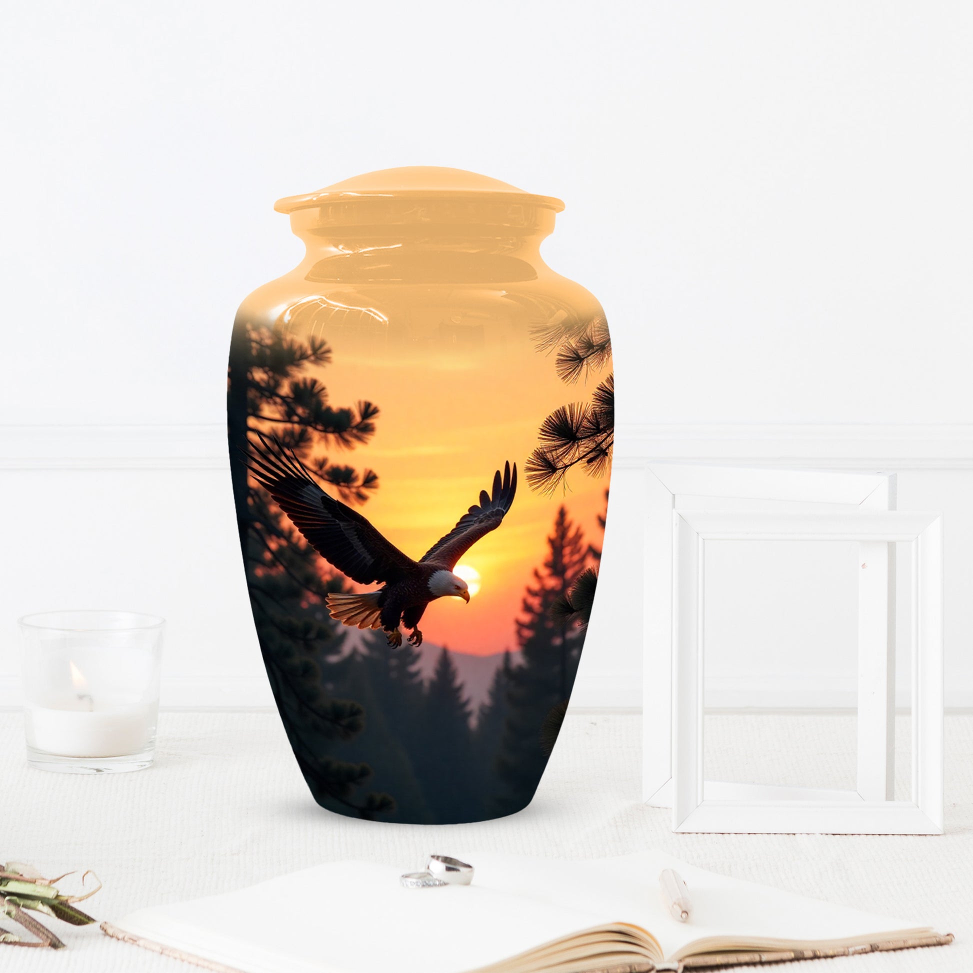 Majestic Eagle Sunset Adult Urn for Human Ashes | Scenic Eagle Adult Cremation Urn Memorial