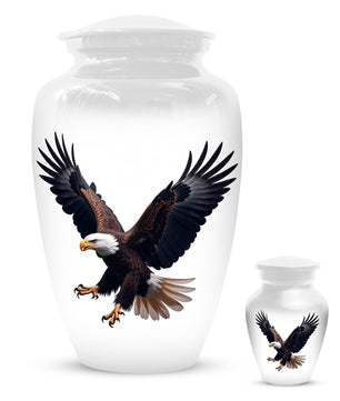 White Eagle Urn for Human Ashes | Elegant White Eagle Adult Cremation Urn Memorial