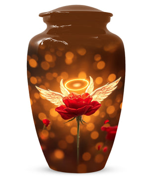 Angel Wings Rose Cremation Urns for Mom – Custom Funeral Urn for Women