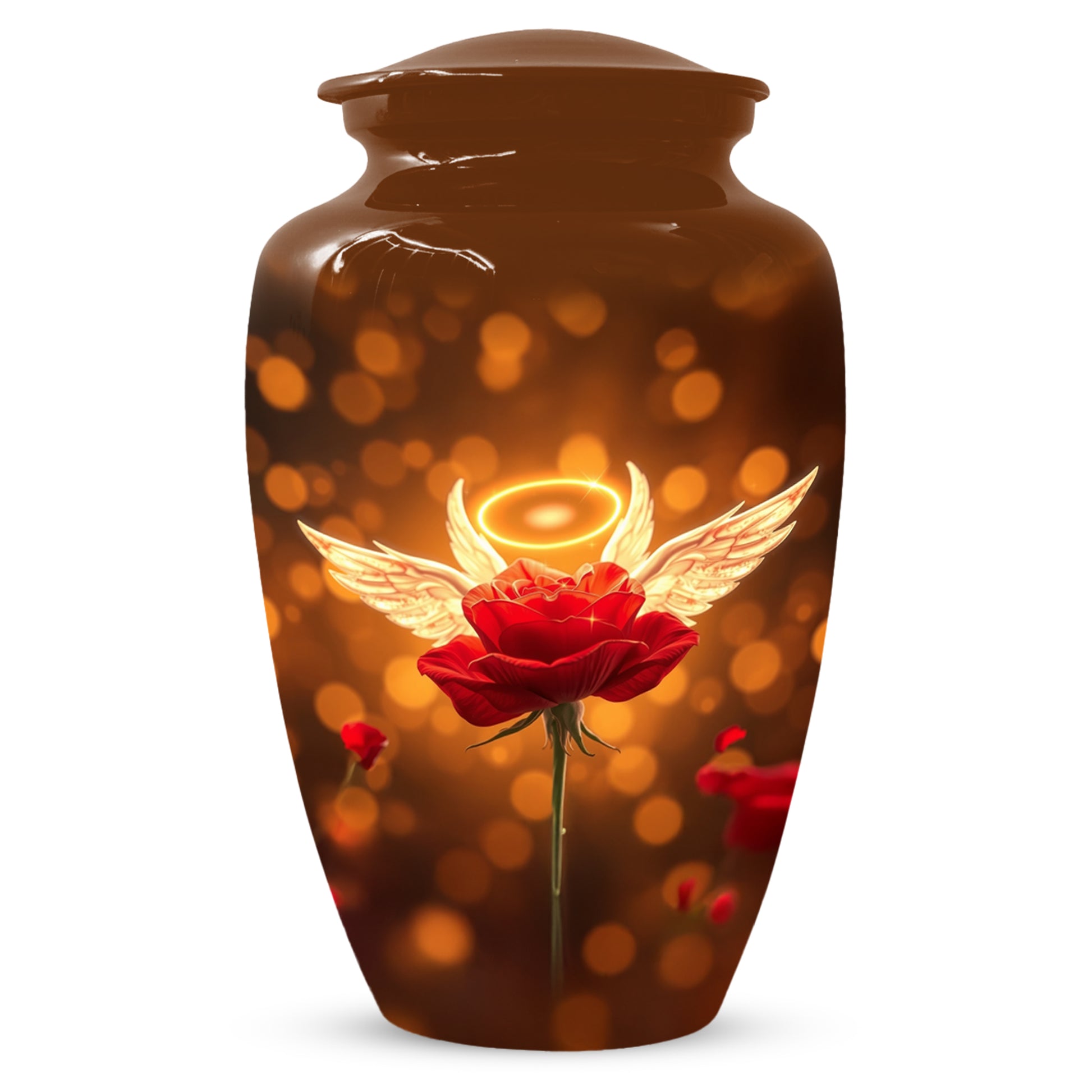Angel Wings Rose Cremation Urns for Mom – Custom Funeral Urn for Women