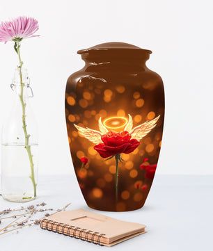 Angel Wings Rose Cremation Urns for Mom – Custom Funeral Urn for Women