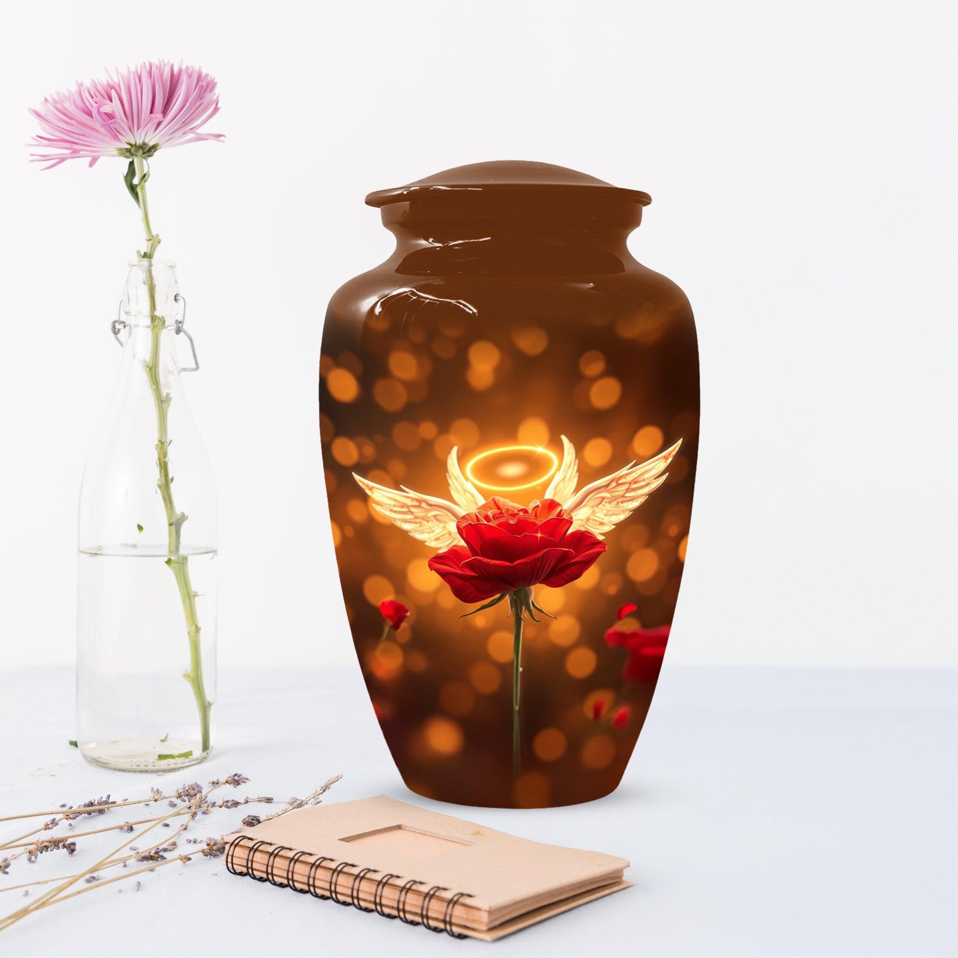 Angel Wings Rose Cremation Urns for Mom – Custom Funeral Urn for Women