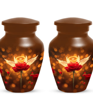 Angel Wings Rose Cremation Urns for Mom – Custom Funeral Urn for Women