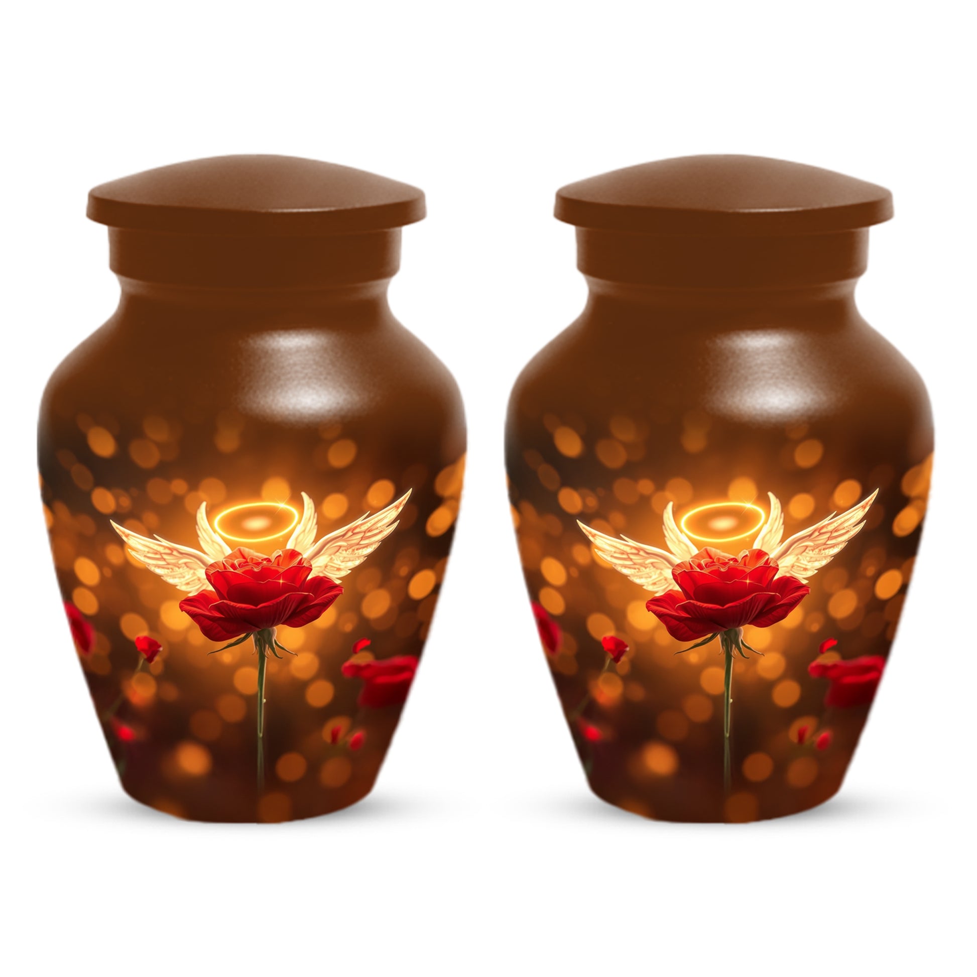 Angel Wings Rose Cremation Urns for Mom – Custom Funeral Urn for Women