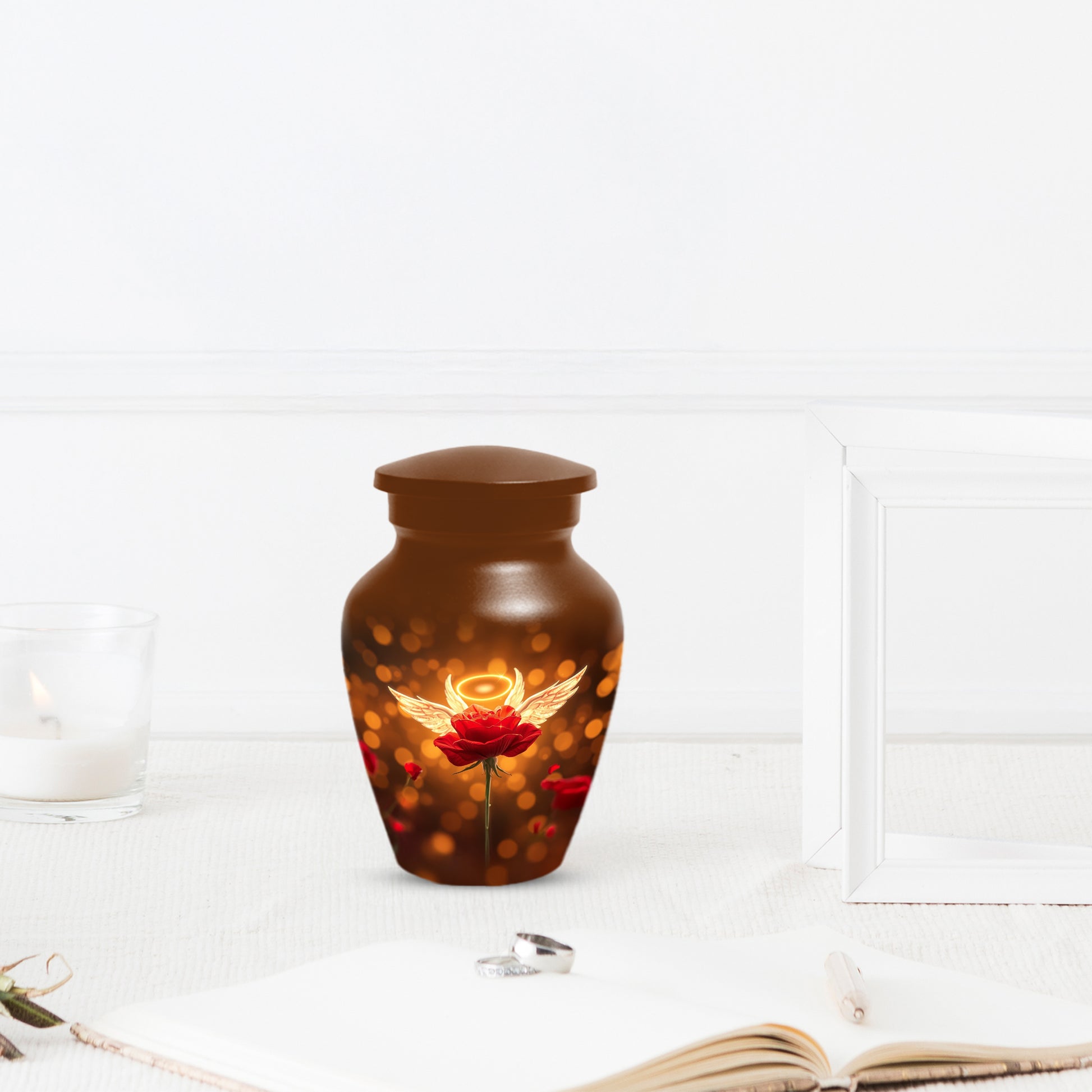 Angel Wings Rose Cremation Urns for Mom – Custom Funeral Urn for Women